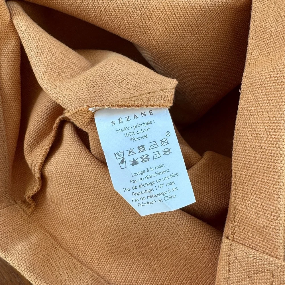 new Sezane Brooklyn Mon Amour gold ochre tan cotton canvas tote limited edition